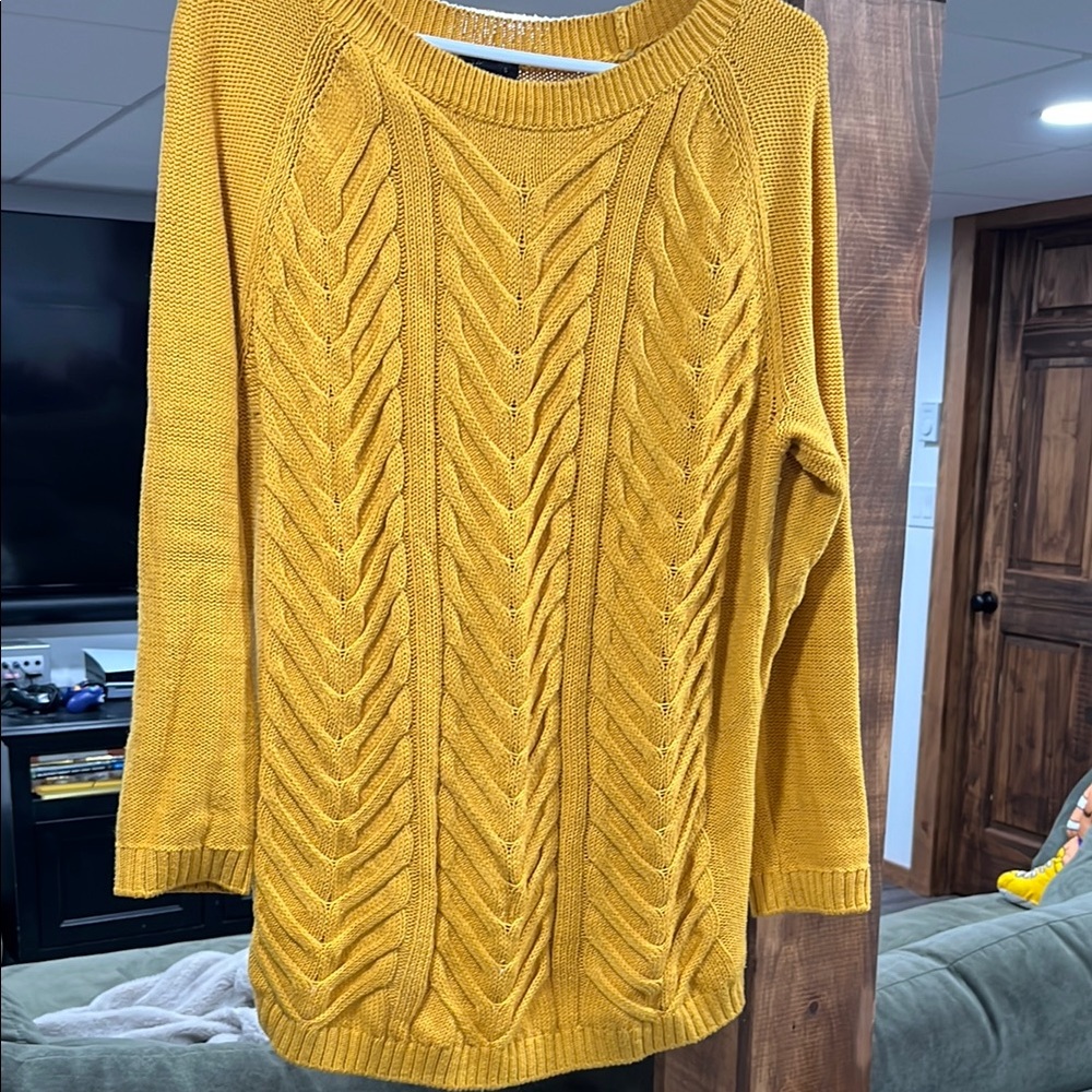 Mustard Cable Knit Sweater